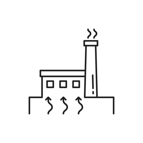 熱発生器の大きな近代的な建物のアイコンに薄い隔離された ベクトル工場や発電所 放射線と産業タワー 生態系の廃棄物 発電所原子炉 — ストックベクタ