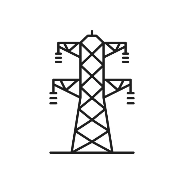 Torre Celosía Línea Aérea Aislado Icono Línea Delgada Señal Contorno — Vector de stock