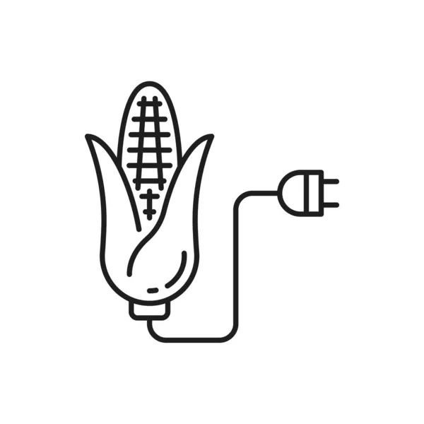 Биотопливный Биомасса Этанол Кукурузы Изолированы Тонкой Линии Значок Векторное Альтернативное — стоковый вектор