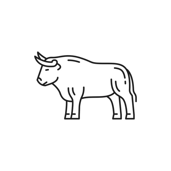 Bull Symbol Portuguese Corrida Isolated Thin Line Icon 버팔로 소고기 — 스톡 벡터