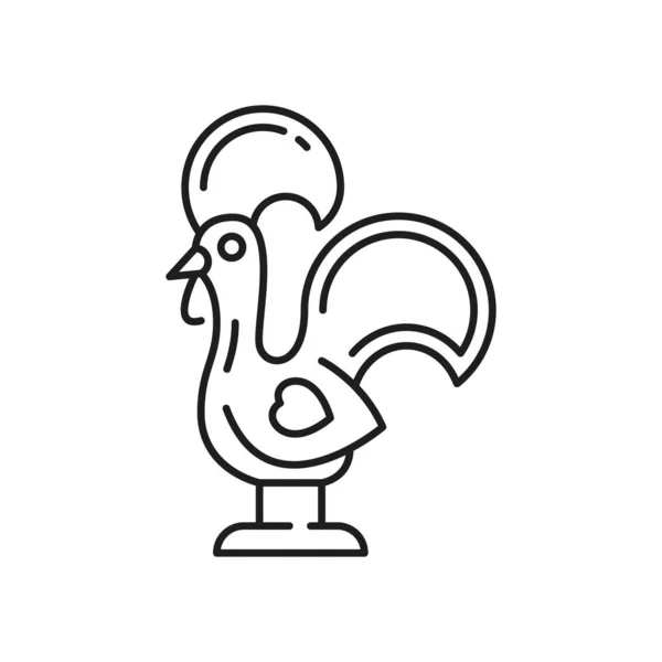 Souvenir Portugais Coq Barcelos Symbole Traditionnel Portugal Icône Ligne Mince — Image vectorielle