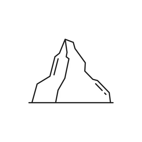 Matterhorn Símbolo Montaña Suiza Aislado Icono Línea Delgada Vector Monte — Vector de stock