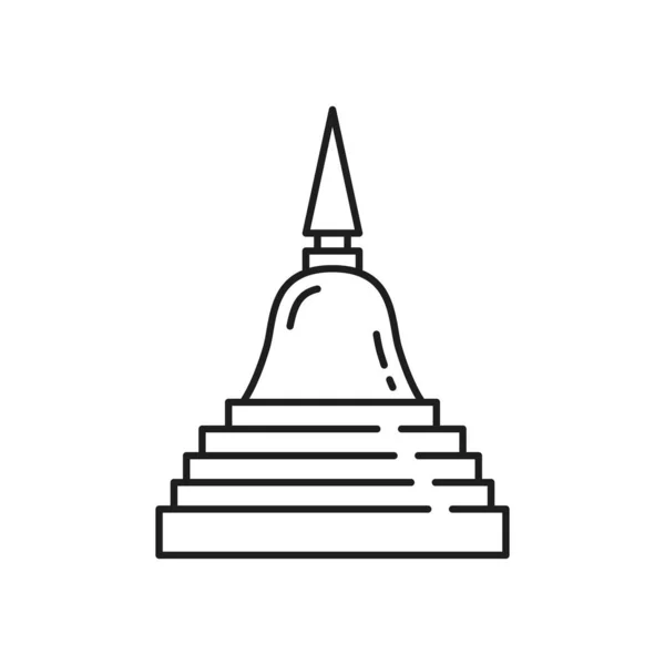 和解佛教的司徒帕宗教符号孤立的细线图标 与泰国佛塔同等侧面的四个八角形步法 佛法解决僧人 佛塔神龛之间的纠纷 — 图库矢量图片