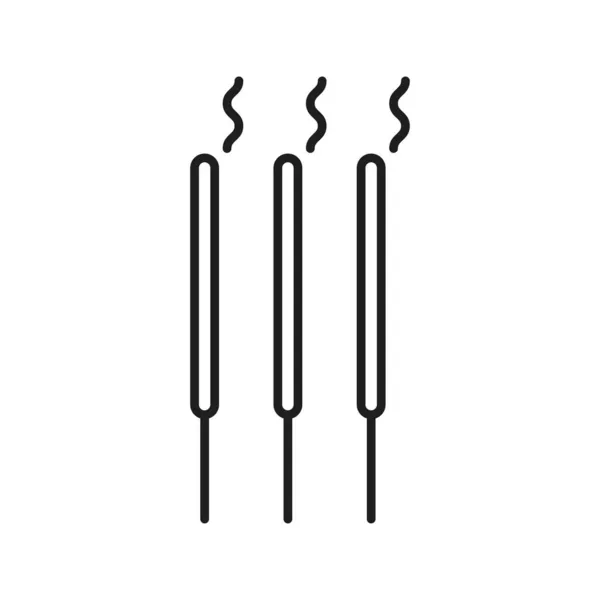 Brännande Rökelse Stick Isolerad Kinesisk Symbol Tunn Linje Ikon Vektor — Stock vektor
