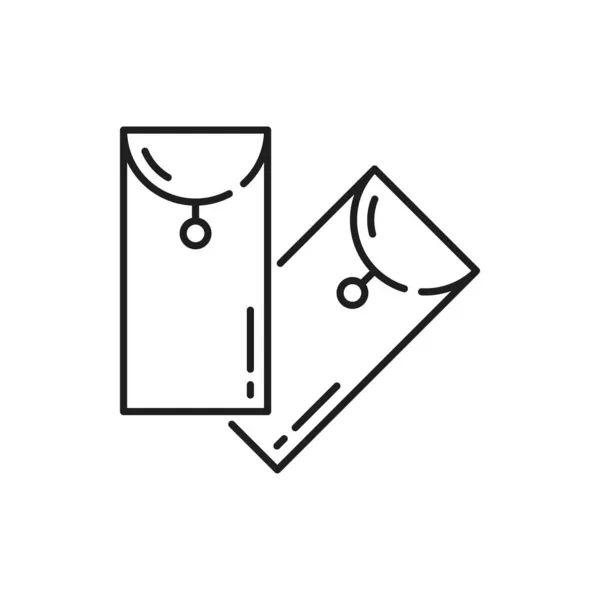 Envelope Feng Shui Com Ícone Linha Fina Isolada Moeda Envelope — Vetor de Stock