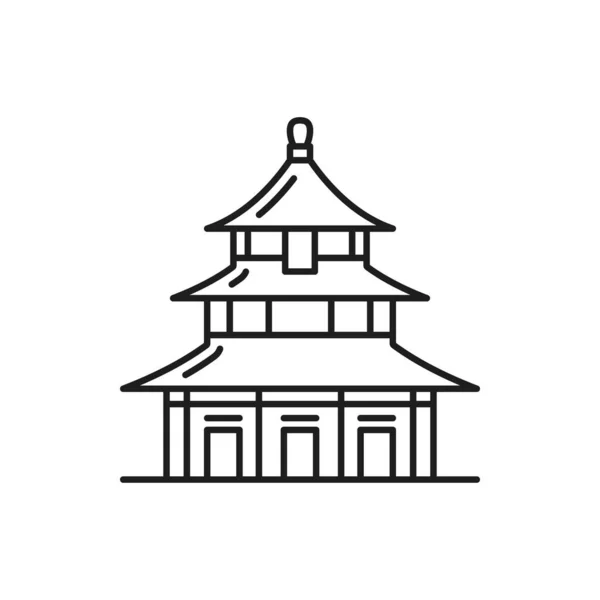 Templo Del Cielo Torre Pagoda China Aislado Icono Línea Delgada — Archivo Imágenes Vectoriales