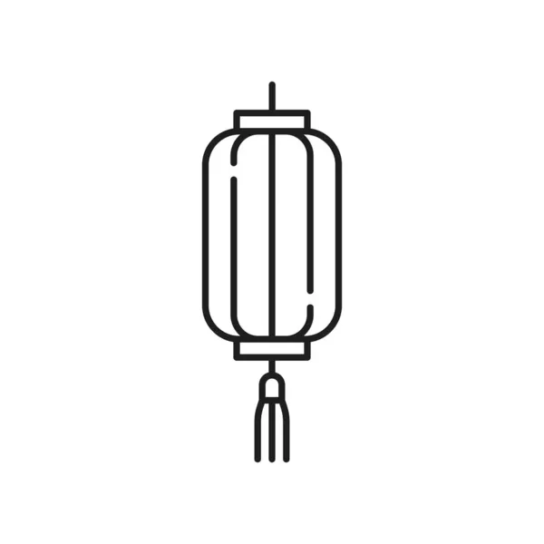 Aziatische Papieren Lamp Geïsoleerde Oosterse Lantaarn Dunne Lijn Pictogram Vector — Stockvector