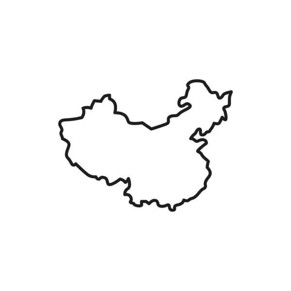 中国の地図は細い線のアイコンを孤立させた ベクトル中国の地理地図 中国の領土の国境 中国の政治的地理的地図 都市や地方との地理的地図 ラインアート — ストックベクタ