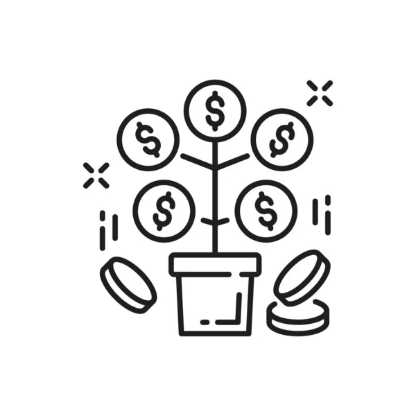 Грошове Дерево Ізольовано Від Значка Тонкої Лінії Векторні Фінансові Інвестиції — стоковий вектор