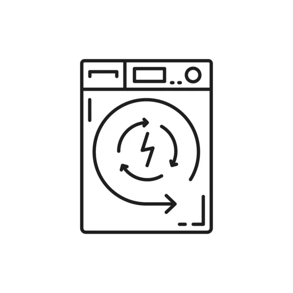 Wasmachine Geïsoleerde Elektrische Wasmachine Dunne Lijn Pictogram Vector Badkamerdoek Wasmachines — Stockvector