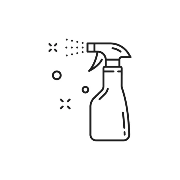 スプレーボトル噴霧器消毒 きれいなピクトグラムの孤立ラインアートアイコン ベクトル抗菌アルコール剤サニタイザー 家庭用化学物質のアウトラインスタイル — ストックベクタ