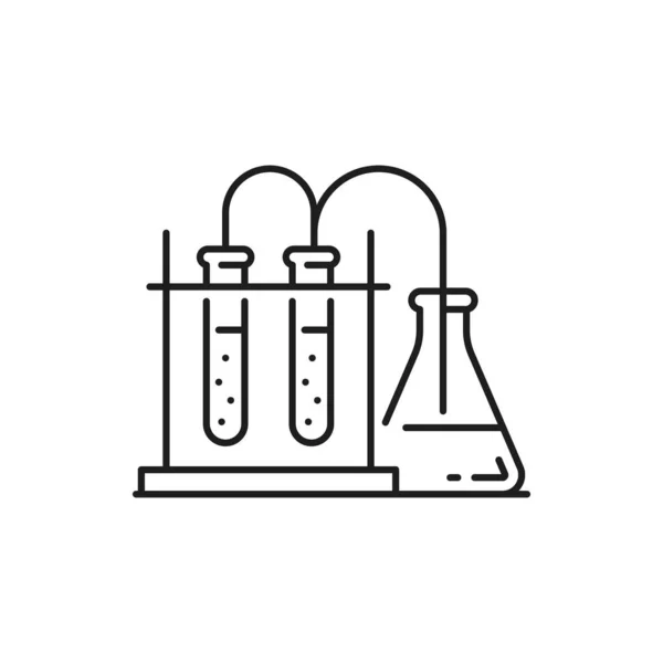 Laboratuvar Araştırma Camları Biyokimya Kimyası Eczane Genetik Ekipmanlar Ince Çizgi — Stok Vektör