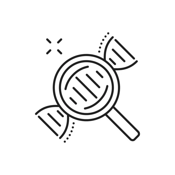 Magnifying Glass Investigate Dna Chromosome Isolated Thin Line Icon Vector — Stock Vector