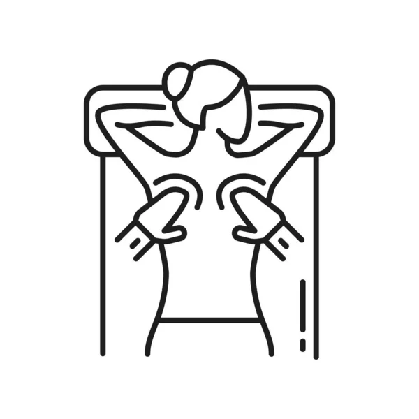 Icono Esquema Aislado Masaje Fisioterapeuta Vectorial Masajeando Mujeres Espalda Quiropráctica — Archivo Imágenes Vectoriales