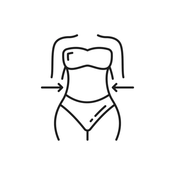 Mujer Bikini Adelgazando Icono Contorno Aislado Aptitud Vectorial Hidratación Elevación — Archivo Imágenes Vectoriales