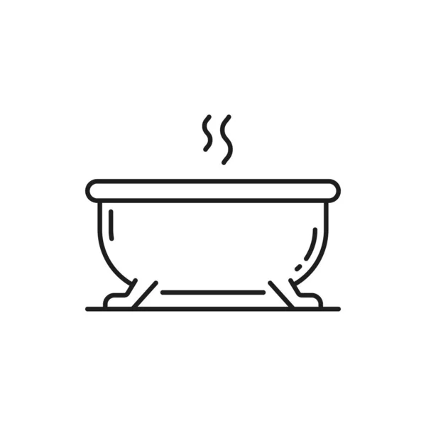 Sıcak Dolu Küvet Banyo Nesnesinin Ince Çizgi Simgesini Izole Etti — Stok Vektör