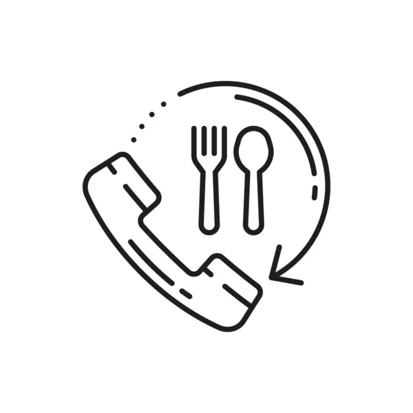 Commande Nourriture Ligne Livraison Fastfood Icône Ligne Mince Isolé Services — Image vectorielle
