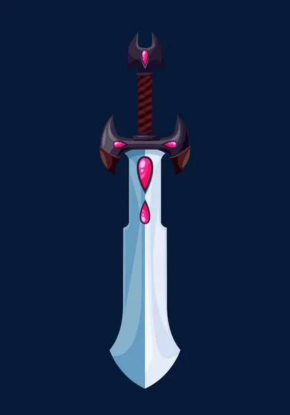 Magiczny Miecz Kreskówki Czerwonymi Kryształami Fantasy Broń Gry Miecz Wektorowy — Wektor stockowy