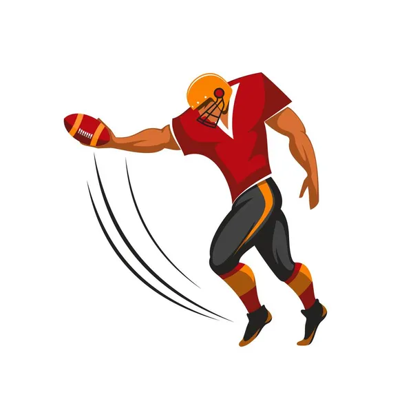 American Football Quarterback Player Hitting Ball Gridiron Football Player Athlete — Stock Vector