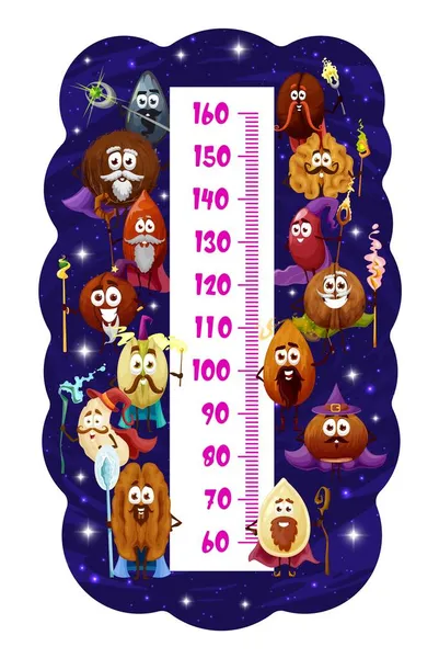 Kids Height Chart Magician Wizard Magcerer Nut Characters Growth Meter — Stockový vektor