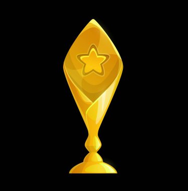 Altın kupa ikonu, vektör altın ödülü, birincilik ödülü. Yıldızlı şampiyon kadehi. Kazanan oyun evet kazanandır, yarışma zaferi, spor müsabakası, zafer, başarı kutlaması