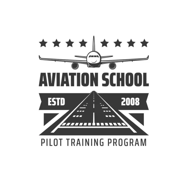 Ícone Programa Treinamento Escola Piloto Academia Aviação Civil Escola Voo — Vetor de Stock