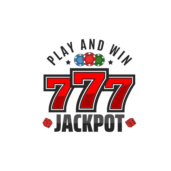 Sinal Jackpot Casino Emblema Vetorial Com Vermelho 777 Número Sorte — Vetor de Stock