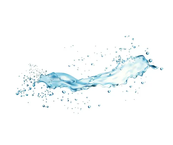 Transparent Long Water Splash Drops Liquid Blue Clear Aqua Wave — Stock Vector