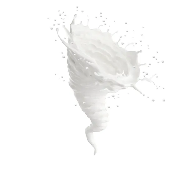 Реалистичный Вихрь Торнадо Крутящийся Молочный Всплеск Белая Краска Сметана Йогурт — стоковый вектор