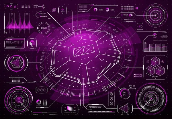 Tela Futurista Interface Segurança Prisão Hud Controle Movimento Proteção Câmeras — Vetor de Stock