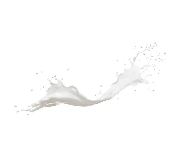 Leche Blanca Salpicadura Remolino Con Salpicaduras Gotas Yogur Líquido Vector — Vector de stock