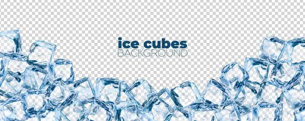 Realistic Ice Cubes Background Crystal Ice Blocks Frame Isolated Border — Stock Vector