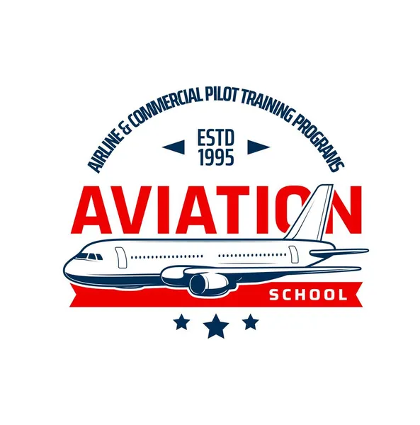 Aviation School Icon Pilots Aviators Training Vector Flight Education Emblem — Stock Vector