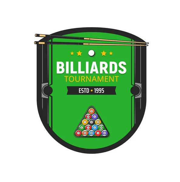 Poolbordsikon Biljard Sport Eller Snooker Spel Klubb Vektor Emblem Biljard — Stock vektor