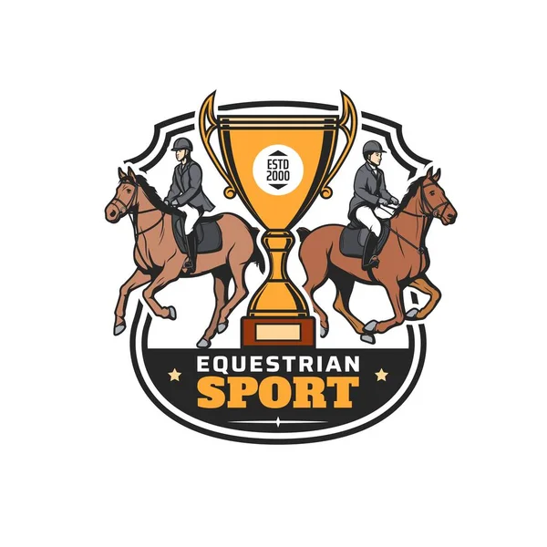 Equestrian Sport Icon Horse Jockey Race Trophy — Stock Vector