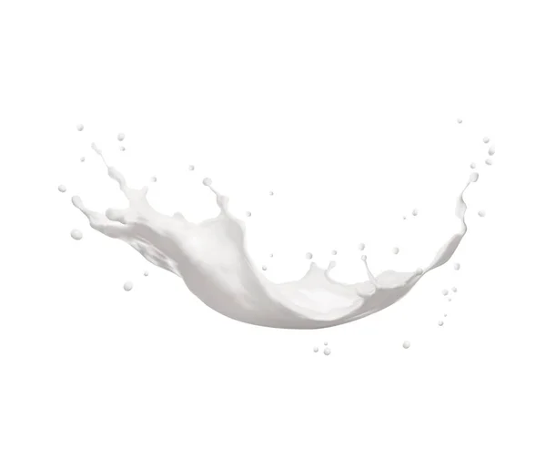 Salpicaduras Leche Blanca Con Salpicaduras Gotas Movimiento Dinámico Líquido Aislado — Archivo Imágenes Vectoriales