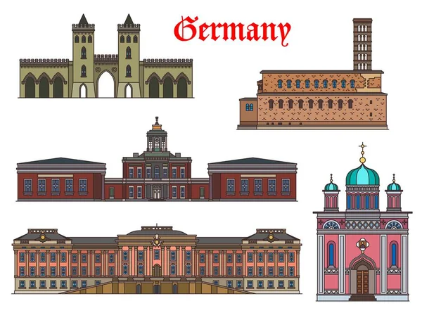 Německo Potsdam Památky Architektonické Budovy Cestovní Památky Vektor Kostel Míru — Stockový vektor