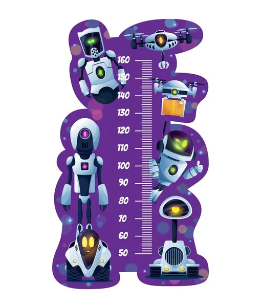 Barn Höjd Diagram Tillväxt Mäta Meter Tecknad Robotar Söta Robotar — Stock vektor