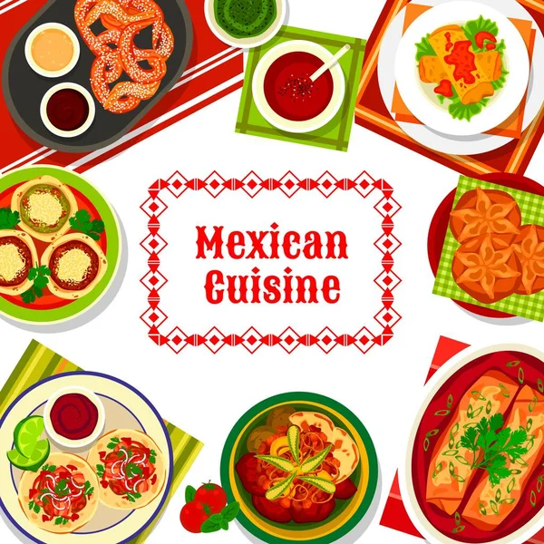 Cuisine Mexicaine Menu Plats Repas Mexicains Burritos Vectoriels Tacos Cuisine — Image vectorielle