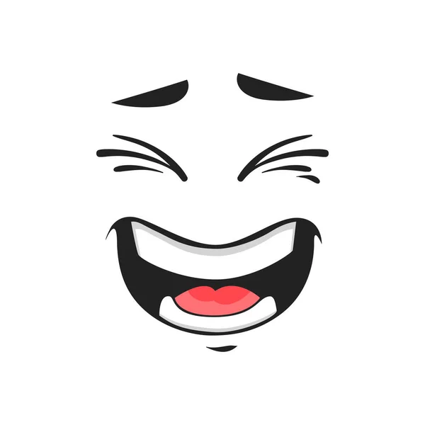 Cartoon Laughing Face Vector Happy Emoji Laugh Facial Expression Wide — Stock Vector