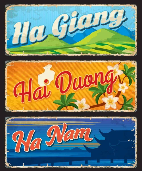 Giang Hai Duong Nam Regiões Vietnamitas Cartões Vetoriais Vintage Adesivos — Vetor de Stock