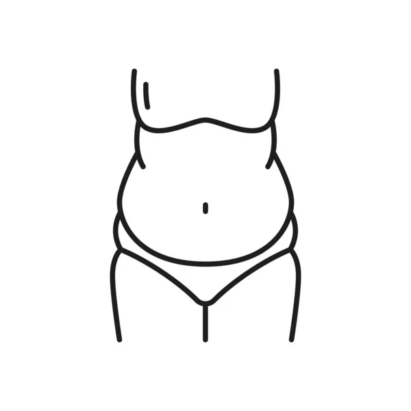 Gros Femme Taille Contour Icône Contrôle Poids Mince Signe Ligne — Image vectorielle