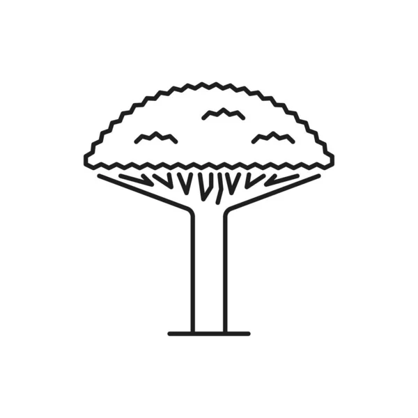 Arbore Exotic Izolat Icoană Liniară Protecția Mediului Vectorial Salvarea Obiectului — Vector de stoc