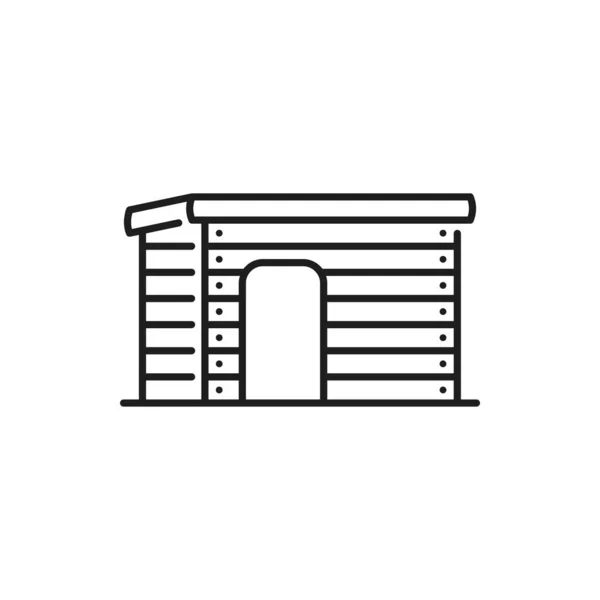 Doghouse Isolée Maison Chien Bois Mince Ligne Icône Vecteur Maison — Image vectorielle