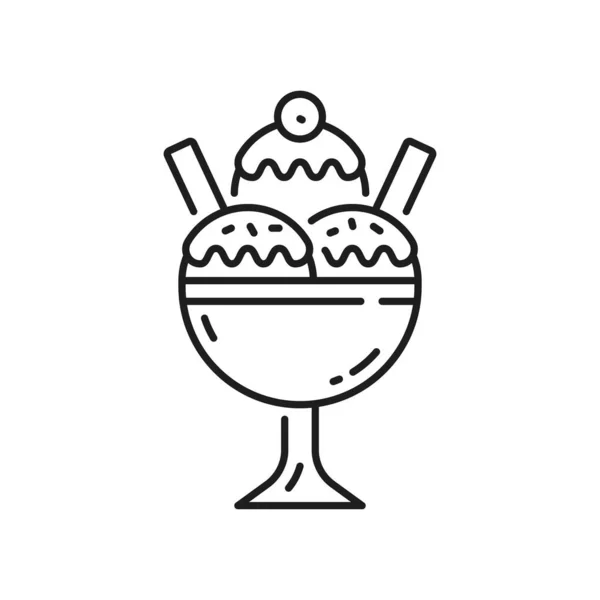 Boules Crème Glacée Maison Dans Bol Isolé Icône Contour Dessert — Image vectorielle