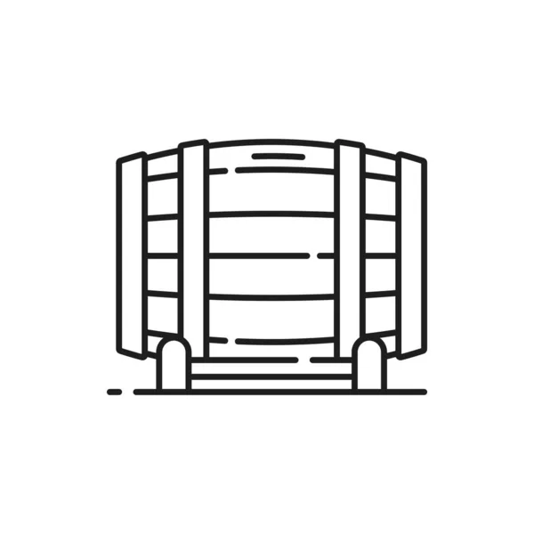 ドイツのビール飲料の樽 ワイン分離モノクロームの細い線のアイコンの樽 ワイナリー製品とベクトルタンク 木製のスタンドにレトロなコンテナ オーク樽 ドイツの伝統的なアルコール飲料の樽 — ストックベクタ