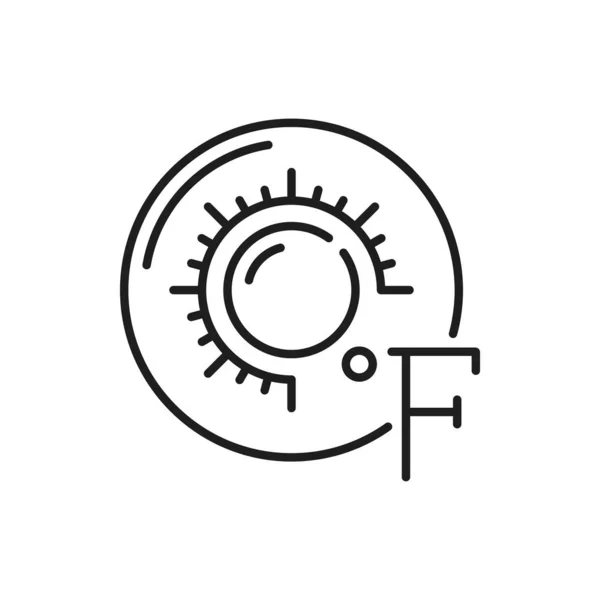 Fahrenheit Schaal Van Temperatuur Omtrek Glyph Geïsoleerde Dunne Lijn Pictogram — Stockvector