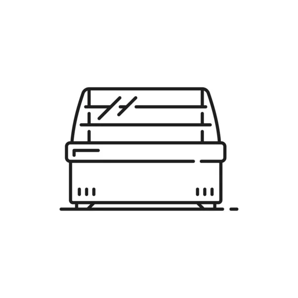 Eiscreme Gefrierfach Isolierte Umrisse Symbol Vector Horizontale Kühlschrankvitrine Mit Glastür — Stockvektor