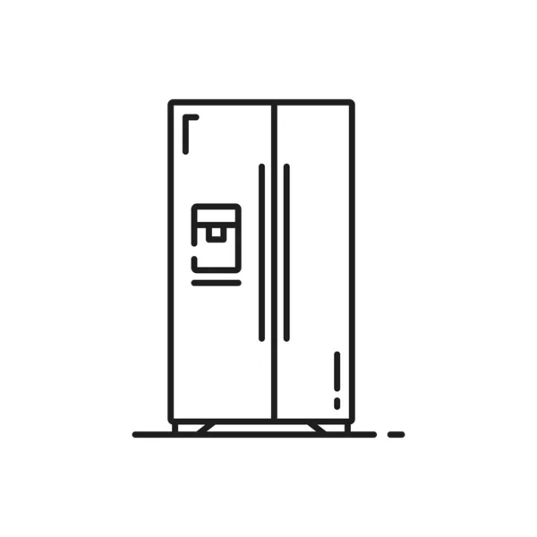 Réfrigérateur Avec Système Porte Double Côte Côte Icône Contour Isolé — Image vectorielle