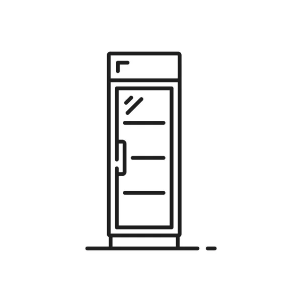 Congélateur Boissons Avec Porte Vitrée Icône Contour Isolé Vitrine Réfrigérateur — Image vectorielle